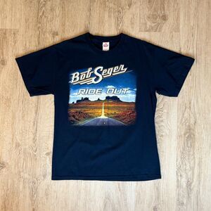 Bob Seger Ride Out Tour T-Shirt 2014 2015 Navy Blue Large Graphic Band Tee